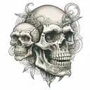 skull and monkey tattoo design idea