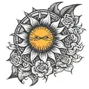 intense sun tattoo design idea