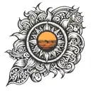 intense sun tattoo design idea