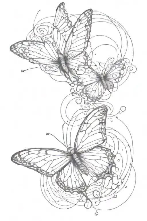 butterfly effect with ripples merging tattoo design idea