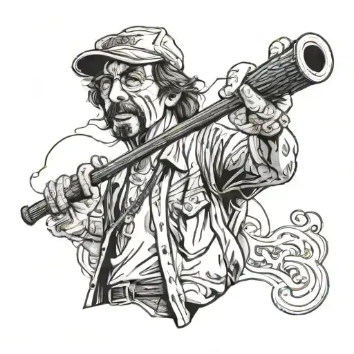 Uncle Rico with cane tattoo design idea