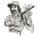 Uncle Rico with cane tattoo design idea