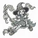 witch rag doll tattoo design idea