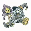 witch rag doll tattoo design idea