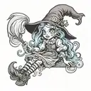 witch rag doll tattoo design idea