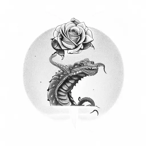 ouroboros, candlestick, tree, rose, stoic tattoo design idea