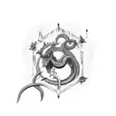 ouroboros, candlestick, tree, rose, stoic tattoo design idea