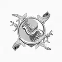 ouroboros, candlestick, tree, rose, stoic tattoo design idea