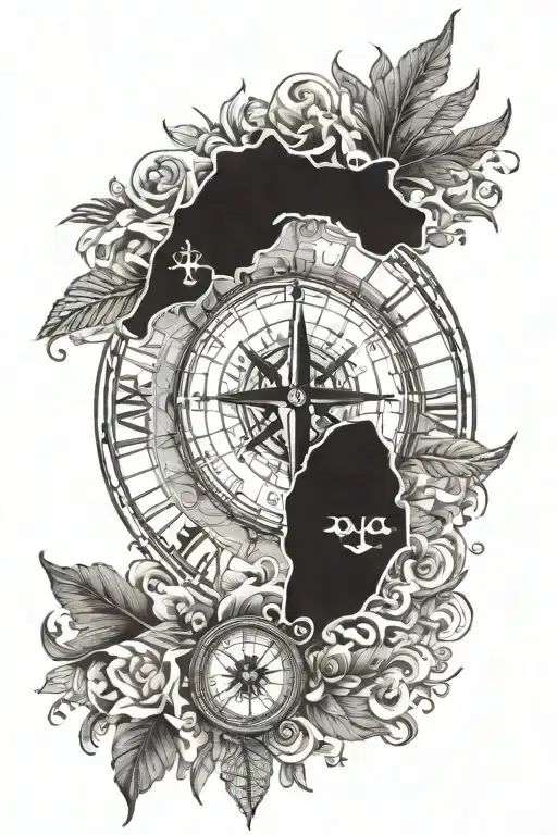 state of Florida with a compass  tattoo design idea