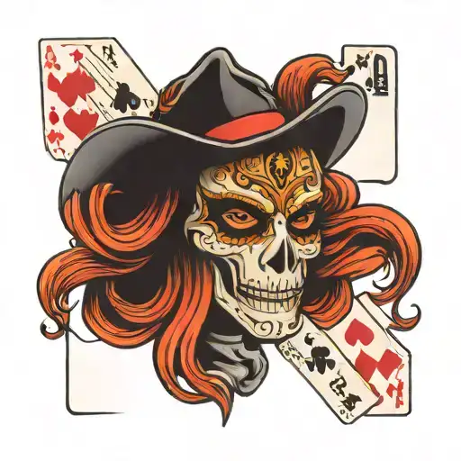 theater mask holding ace playing card tattoo design idea