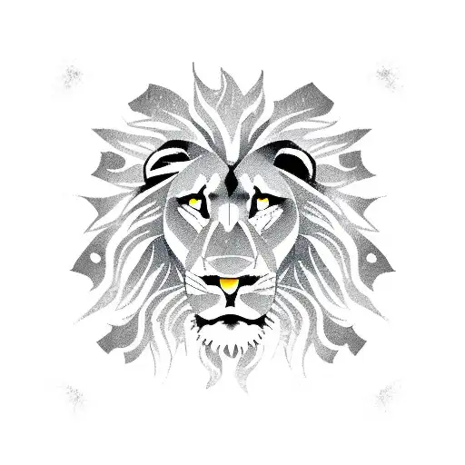 left side half compass, right side half lions face  tattoo design idea