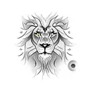 left side half compass, right side half lions face  tattoo design idea