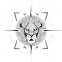 half compass half lion  tattoo design idea