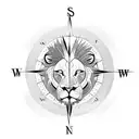 half compass half lion  tattoo design idea