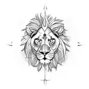 half compass half lion  tattoo design idea