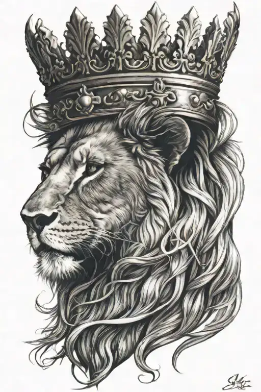 lion with crown  tattoo design idea