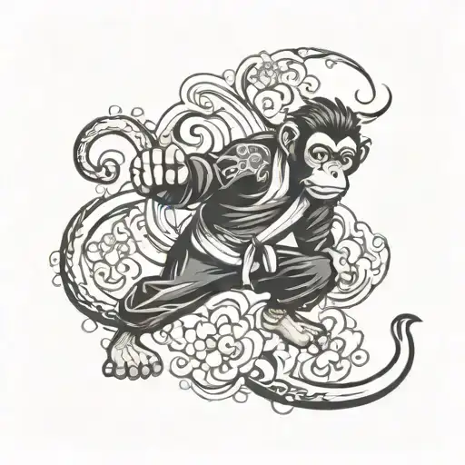 tae kwon do mokey kicking  monkey tattoo design idea