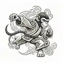 tae kwon do mokey kicking  monkey tattoo design idea