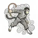tae kwon do mokey kicking  monkey tattoo design idea