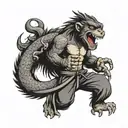 taekwondo black belt monkey fight Dragon tattoo design idea