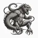 taekwondo black belt monkey fight Dragon tattoo design idea