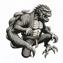 taekwondo black belt monkey fight Dragon tattoo design idea