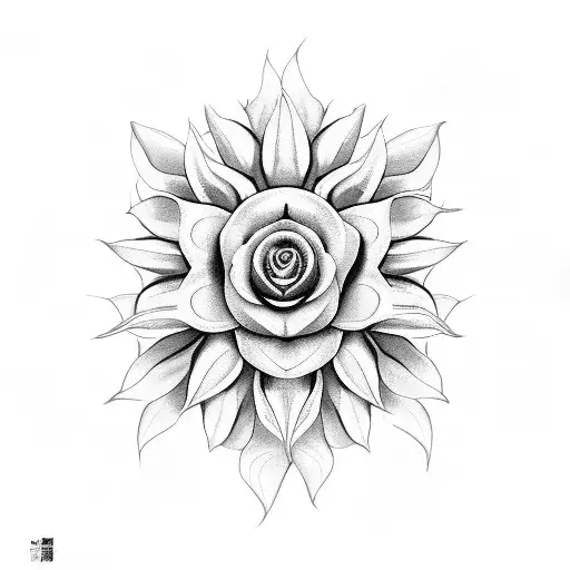 Sunflower snake rose mountains  tattoo design idea