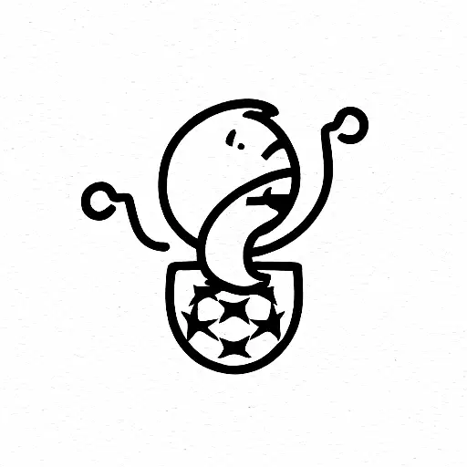 An happy cartoon lemon lifting the UEFA Champions League tattoo design idea