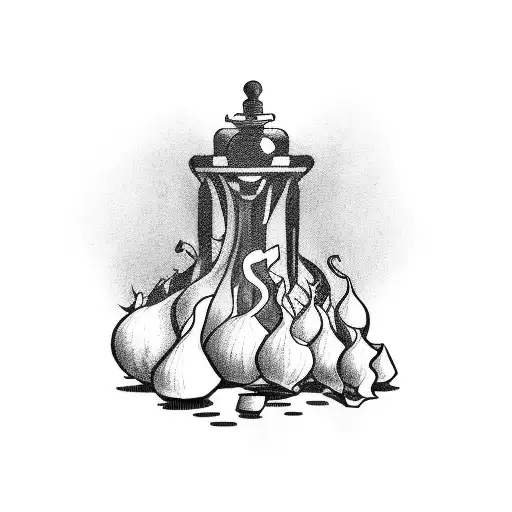 man in suite With garlic horas tattoo design idea