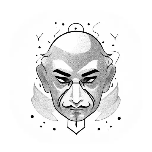 man with suit and a head of garlic tattoo design idea