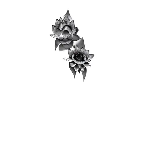 a man's face with elegant lotus flower top on head  tattoo design idea