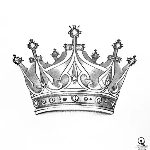 queen crown with initails T & A tattoo design idea