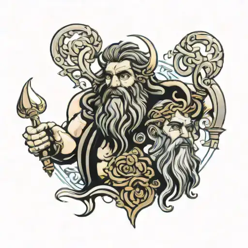 zeus y poseidon tattoo design idea