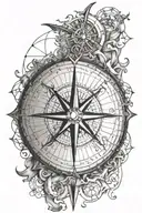 A trader's graph chart morphing into a compass rose tattoo design idea