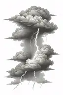 clouds lightning striking light shining tattoo design idea