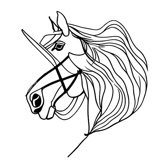 A delicate silhouette of a horse and rider in harmony, capturing the beauty and grace of equestrian sport tattoo design idea