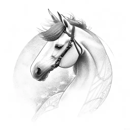 A delicate silhouette of a horse and rider in harmony, capturing the beauty and grace of equestrian sport tattoo design idea