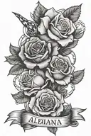 rose, dollar, hustling, albania flags intertwined tattoo design idea