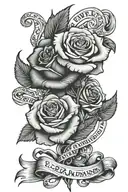 rose, dollar, hustling, albania flags intertwined tattoo design idea