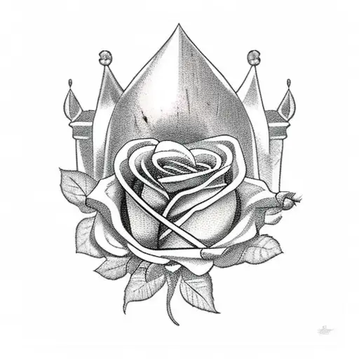 Roses and medieval armor and kings tattoo design idea