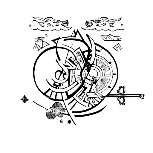 mar com arco e flecha  tattoo design idea