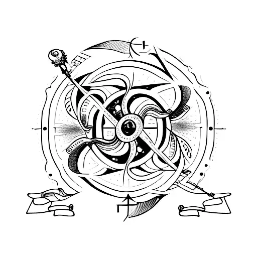 mar e arco e flecha  tattoo design idea