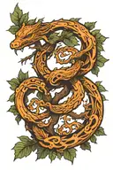 ouroboros around oak tree tattoo design idea