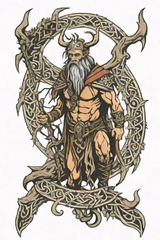 leshy, Slavic mythology, runes. tattoo design idea