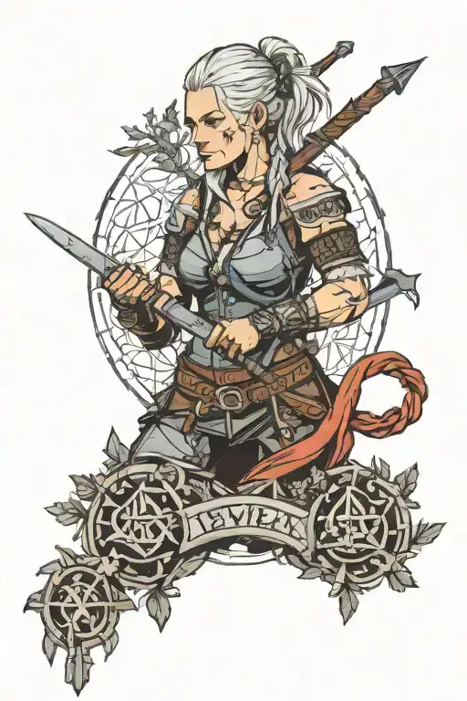leszy from the witcher, slavic mythology, runes, winch. tattoo design idea