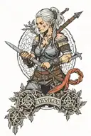 leszy from the witcher, slavic mythology, runes, winch. tattoo design idea