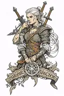 leszy from the witcher, slavic mythology, runes, winch. tattoo design idea