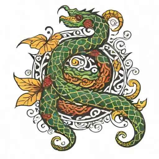 world serpent coiled tattoo design idea