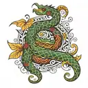 world serpent coiled tattoo design idea