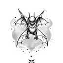 a scary bat wearing boots tattoo design idea